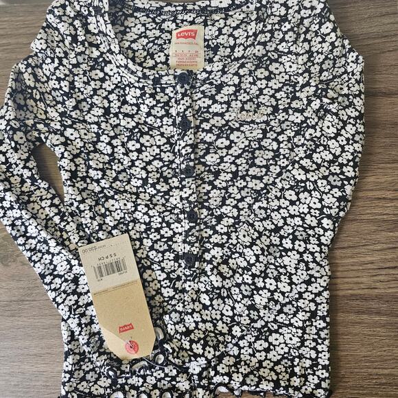 Levi's Girl's Floral Ribbed Long Sleeve Button up Shirt Size Small  NWT - Picture 1 of 2
